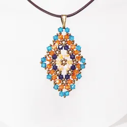 Pendant 40cm - Talia Rhombus M-Chocolate Leather - Pendant 40cm - Laiton bronze